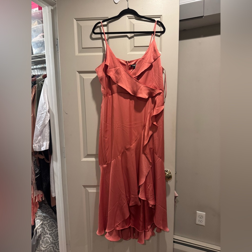 Express Coral Asymmetrical Dress